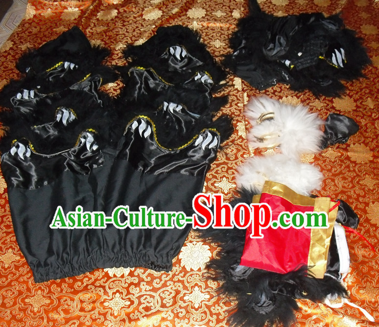 Black Top Asian Chinese New Year Performance 2 Pairs of Lion Dance Pants and Claws