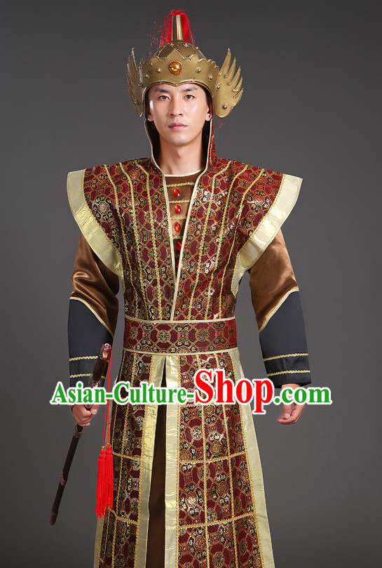Chinese Ancient General Superhero Body Armor Fabric Costumes Complete Set for Men