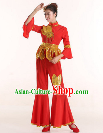 Chinese Stage Performance Ribbon Dance Costume and Headdress Complete Set for Women