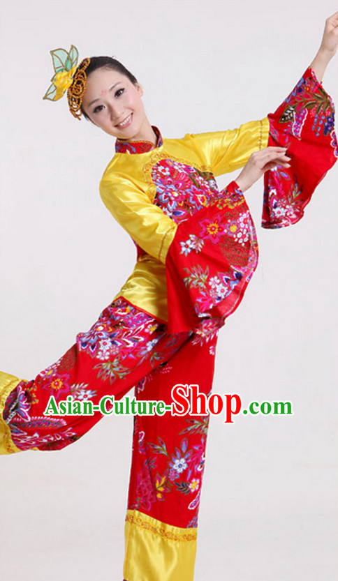 Chinese Classical Dance Costumes and Headdress Complete Set for Children Girls