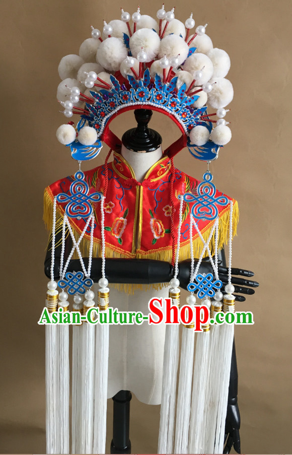 White Chinese Traditional Phoenix Coronet Opera Hat