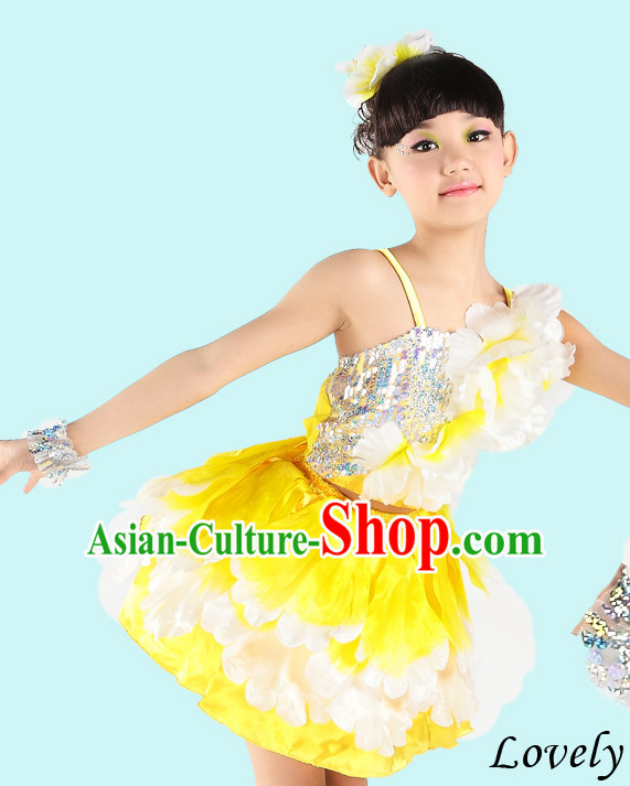 Chinese Peony Flower Dance Costumes for Girls