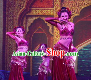 Chinese Stage Performance Arabian Dance Costumes Complete Set for Women