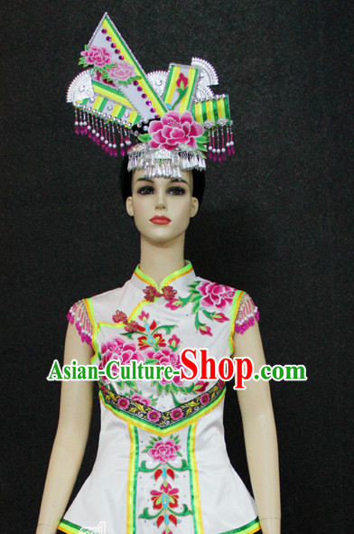 Chinese Nationality Folk Dance Ethnic Wear China Clothing Costume Ethnic Dresses Cultural Dances Costumes Complete Set for Women Girls