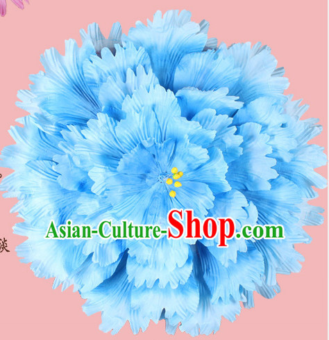 Blue Traditional Dance Peony Umbrella Props Flower Umbrellas Dancing Prop Decorations for Kids Children Girls Boys