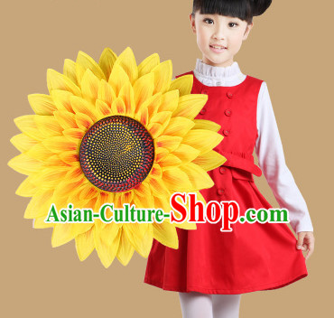 Traditional Dance Sunflower Props Flower Umbrellas Dancing Prop Decorations for Kids Children Girls Boys