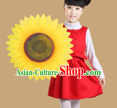 Traditional Dance Sunflower Props Flower Umbrellas Dancing Prop Decorations for Kids Children Girls Boys