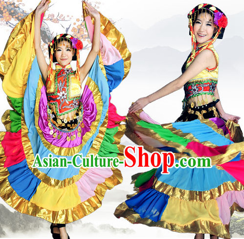 Chinese Xinjiang Folk Dance Ethnic Wear China Clothing Costume Ethnic Dresses Cultural Dances Costumes Complete Set