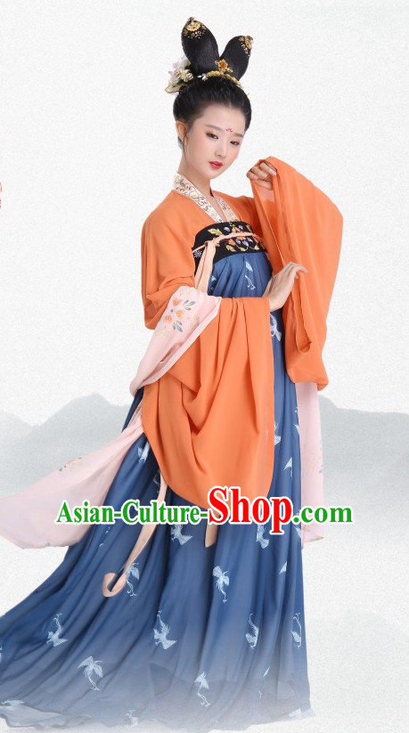 Chinese Traditional Tang Dynasty Clothing Hanfu Dresses Complete Set for Women