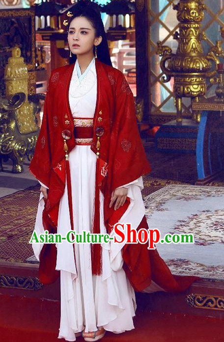 Ancient Chinese Embroidered Lady Garment and Hair Jewelry Complete Set for Women