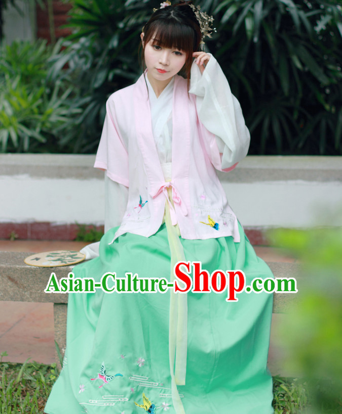 Traditional Chinese Han Dynasty Noblewoman Blouse Skirt and Hair Jewelry Complete Set for Women