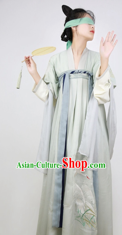 Traditional Chinese Ancient Tang Dynasty Hanfu Garment Suits Dress Skirt and Hair Jewelry Complete Set for Women