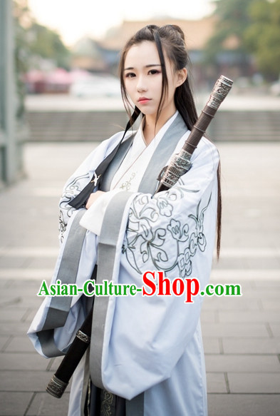 Traditional Chinese Ancient Han Dynasty Jiang Hu Swordswoman Costume Complete Set for Women
