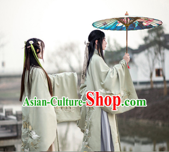 Traditional Chinese Ancient Han Dynasty Embroidered Clothing Complete Set for Women and Men