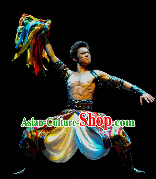 Tibetan Chinese Traditional Dance Costume Folk Dancing Costumes Traditional Chinese Dance Costumes Asian Dance Costumes Complete Set for Men