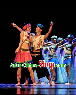 Miao Minority Ethnic Chinese Traditional Dance Costume Folk Dancing Costumes Traditional Chinese Dance Costumes Asian Dance Costumes Complete Set for Women
