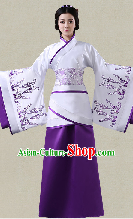 Purple Hanfu Clothing Custom Traditional Han Dynasty Chinese Hanfu Dreses Han Clothing Hanzhuang Historical Dress and Accessories Complete Set