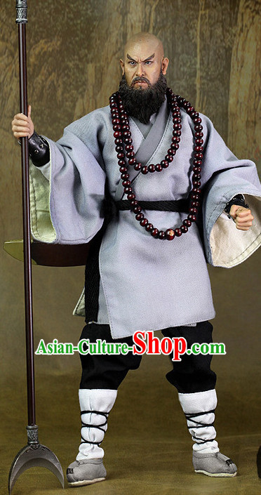 Ancient Chinese Style Lu Zhishen Superhero Costumes Clothing and Hat for Men