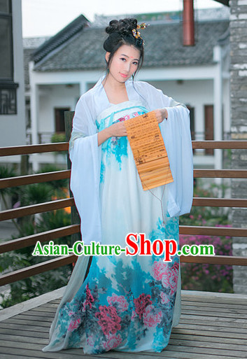 Tang Dynasty Women Han Fu_Hanfu Clothing Hanzhuang Historical Dress Historical Clothing and Accessories Complete Set for Women