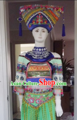 Chinese People Folk Dance Ethnic Dresses Traditional Wear Clothing Cultural Dancing Costume Complete Sets for Women