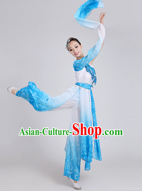 Chinese Theater Traditional dancing Ribbon Dancing Long Sleeve Leotard China Fan dancing Costume Complete Set