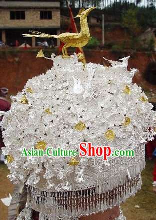 Chinese Miao Tribe Handmade Silver Phoenix Hat for Women