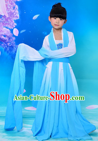 Ancient Chinese Water Sleeves Classical Group Dancer Costumes Complete Set for Kids