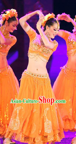 Chinese Indian Folk Dance Dress Clothing Dresses Costume Ethnic Dancing Cultural Dances Costumes for Women Girls