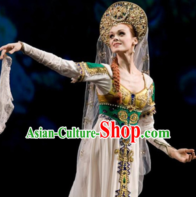 Russian Queen Dance Dress Clothing Dresses Costume Ethnic Dancing Cultural Dances Costumes Complete Set for Women