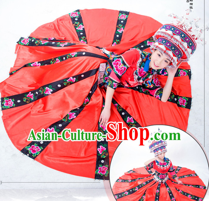Chinese Minority Nationality Ethnic Groups Wear Dresses Traditional Clothing for Women