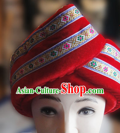 Chinese Traditional Miao Minority Hmong Folk Ethnic Hat for Men