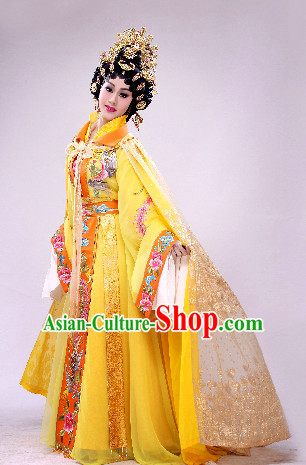 Chinese Yue Opera Long Sleeves Dance Costumes Huang Mei Opera Costume Complete Set for Women Girls Children Adults
