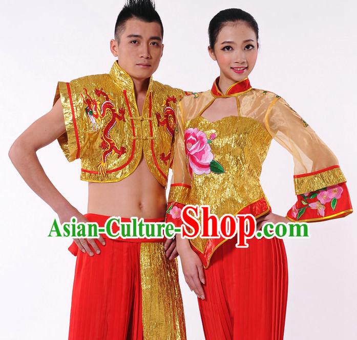 Traditional Chinese Fan Dancer Costume for Men