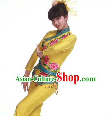Traditional Chinese Fan Dance Costumes for Girls