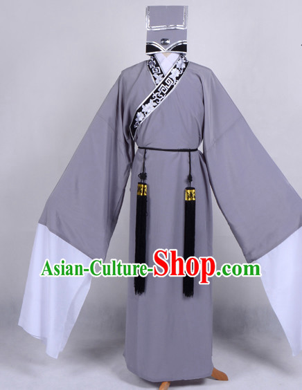 Chinese Opera Costumes Huangmei Opera Stage Performance Costume Chinese Traditional Costume Drama Costumes and Hat Complete Set for Men