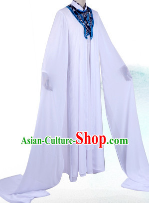 White Chinese Opera Costumes Huangmei Opera Stage Performance Costume Chinese Traditional Water Sleeve Costume Drama Costumes Complete Set