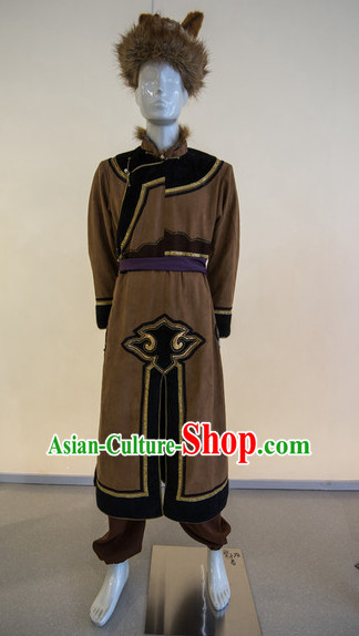 Chinese Traditional Ethnic Mongolian Dress Wear Clothing Complete Set