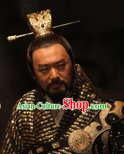 Chinese Traditional Ancient Black Wigs and Coronet for Men