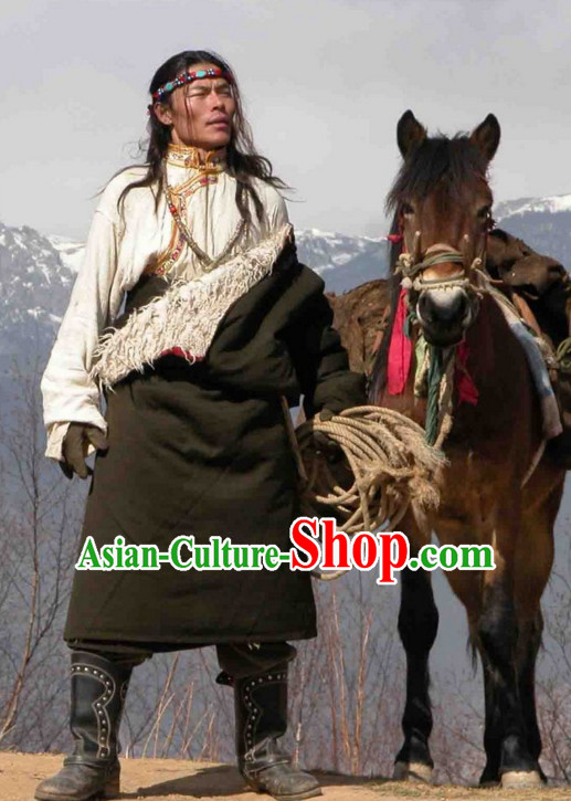 Tibetan Traditional Ethnic National Costumes Complete Set for Men