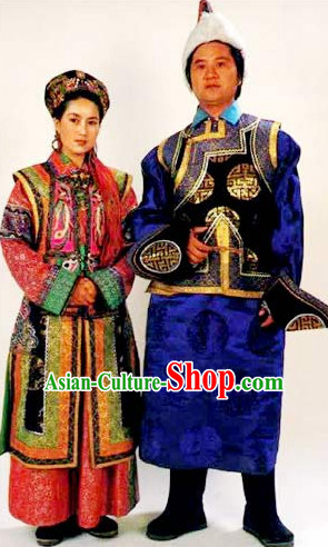 Traditional Chinese Ethnic National Costumes Complete Set for Couple