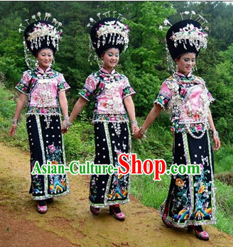 Chinese Miao Ethnic Clothing Minority Clothing Cultural Costumes Complete Set for Women