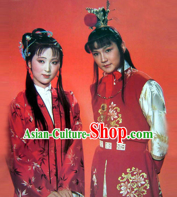 Top Chinese Lin Daiyu Jia Baoyu Clothing Theater and Reenactment Costumes Red Chamber Chinese Clothes Complete Set for Men and Women