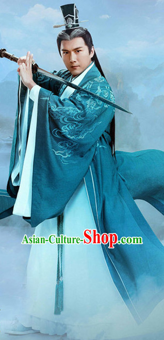 Chinese Ancient Emperor Men's Clothing _ Apparel Chinese Traditional Dress Theater and Reenactment Costumes and Headwear Complete Set
