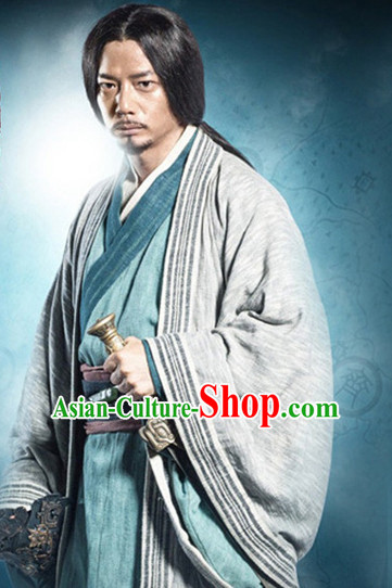Chinese Ancient Wise Men's Clothing _ Apparel Chinese Traditional Dress Theater and Reenactment Costumes and Headwear Complete Set