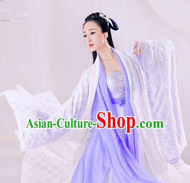 Chinese TV Drama Beauty Costume Ancient Theatrical Costumes Historical Clothing and Hair Jewelry Complete Set for Women
