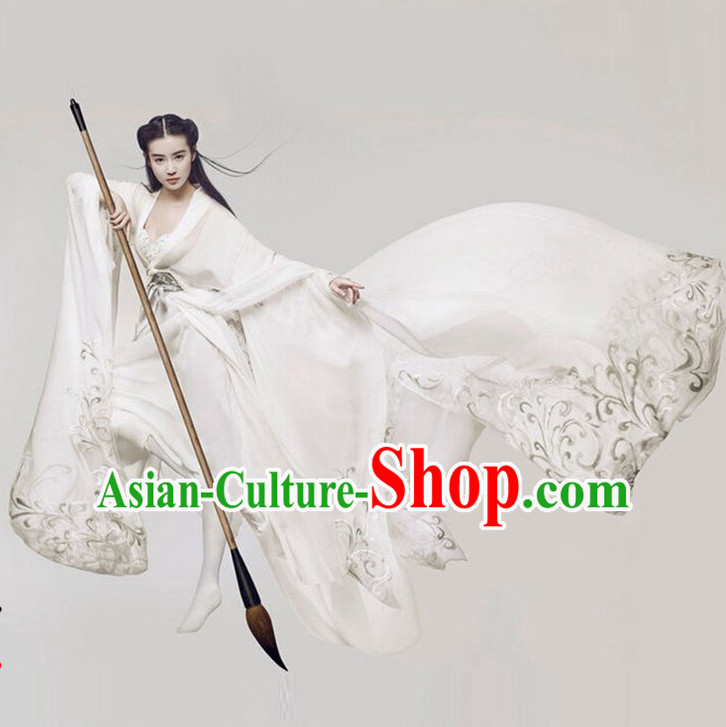 Top Chinese Ancient Women's Clothing _ Apparel Chinese Traditional Dress Theater and Reenactment Costumes and Hat Complete Set