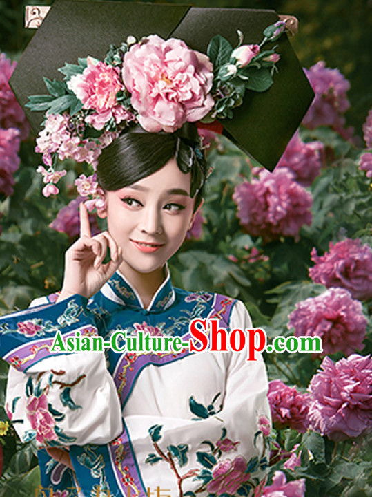 Qing Dynasty Chinese Princess Hair Hat Hair Accessories Headpiece Headdress Phoenix Crown Hair Decoration