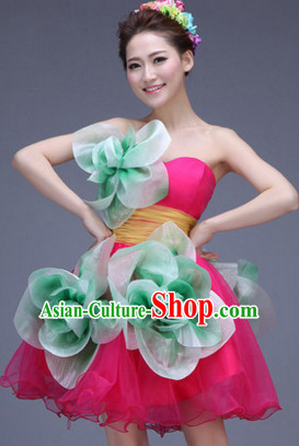 Chinese Jasmine Flower Dance Costume Dance Costumes Fan dance Umbrella Ribbon Fans Water Sleeve Dancer Dancing Costumes Complete Set