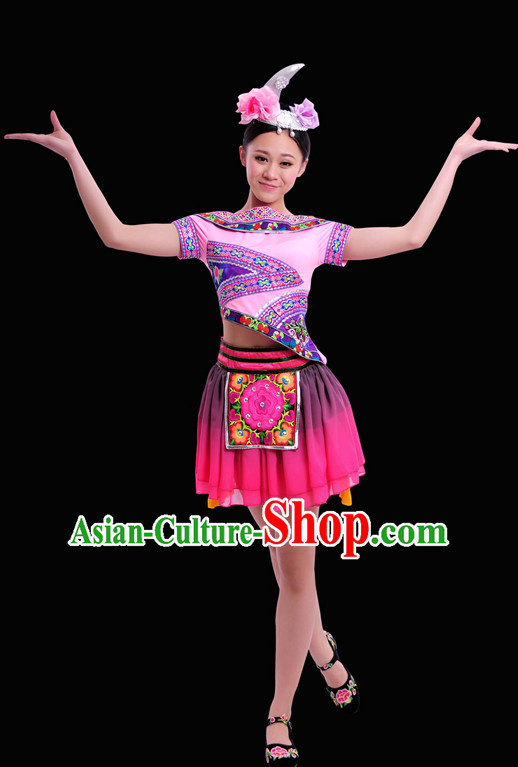 Happy Festival Chinese Minority Dress Miao Uniform Traditional Stage National Costume Sale