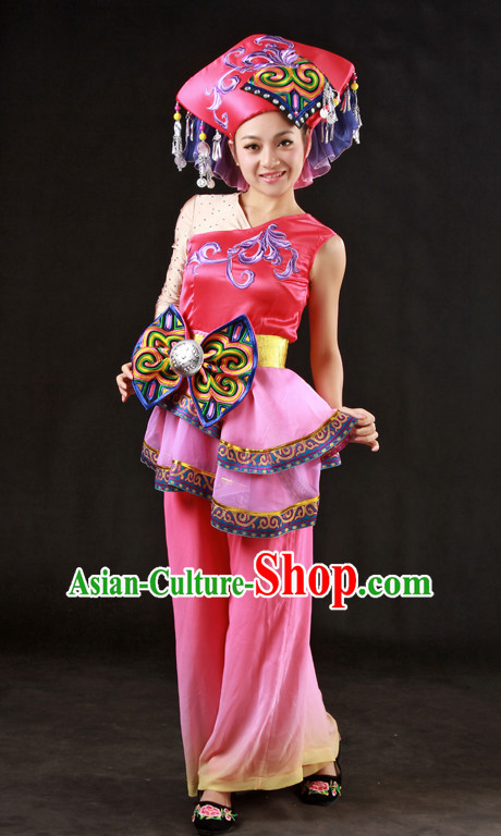 Happy Festival Chinese Minority Dress Zhuang Uniform Traditional Stage Ethnic National Costume Sale Complete Set